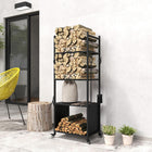 Outsunny 4-Tier Firewood Rack with 4 Tools Wheeled Wood Storage Rack-Bottom two solid shelves keep floors clean from wood dust and are suitable for storing kindling