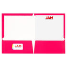 JAM Paper Laminated Two-Pocket Glossy Presentation Folders - Fuchsia Hot Pink - 6 Pack-Quantity: 6 Folders per Pack | One for each subject & project
