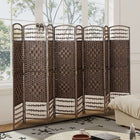 HOMCOM 8 Panel Wave Fiber Freestanding Room Divider for Home Office - Brown-Lightweight and easy to move around
