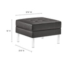 Modway Loft Tufted Vegan Leather Ottoman - Silver/Grey-Smooth Faux Leather Upholstery
