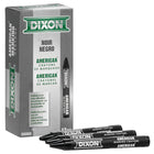 Dixon Industrial American Marking Crayons - 5" x 9/16" - Black - 12 Pack-Long lasting