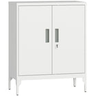HOMCOM Metal Storage Cabinet with Lock for Home Office - White-Two adjustable shelves with 25 height settings let you fit binders, files, or tall supplies with ease