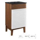 Modway Render 18" Bathroom Vanity - White/Walnut/Black-Adjustable Storage Shelf