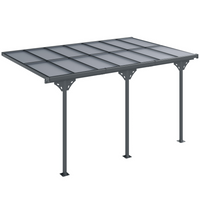 Outsunny 14 ft W x 10 ft L Outdoor Hardtop Pergola Polycarbonate Roof Gazebo - Grey-Aluminum supporting posts, rust-resistant and long-lasting