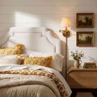 Modway Magnolia Stain-Resistant Performance Velvet Twin Size Headboard - Alabaster/Pink-Scalloped Silhouette