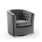Modway Prospect Tufted Performance Velvet Swivel Armchair - Charcoal-Modern Barrel Back Armchair