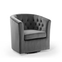 Modway Prospect Tufted Performance Velvet Swivel Armchair - Charcoal-Modern Barrel Back Armchair