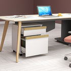 Vinsetto 2-Drawer Letter/A4 Filing Cabinet with 5 Wheels - White Wood Grain-Wheels allow you to move it where you need it
