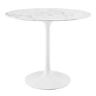 Modway Lippa 36" Round Faux Marble Dining Table - White-Modern Dining Table
