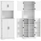 HOMCOM 71.5" H Tall Pantry Cabinet with Spice Racks - White-Two cabinets and a spacious countertop for versatile storage 
