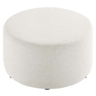 Modway Callum Large 29" Round Woven Heathered Fabric Upholstered Ottoman - Heathered Weave/Ivory-Arrives Fully Assembled