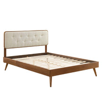 Modway Bridgette Wood Full Platform Bed with Splayed Legs - Walnut Beige-Full Platform Bed Frame