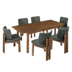 Modway Alba 7-Piece Dining Set - Walnut/Charcoal-Chevron Wood Veneer Table Top