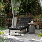 Outsunny Folding Tanning Chair - Sun Lounger with Canopy - Black-Breathable mesh chairs enhance breathability and comfort