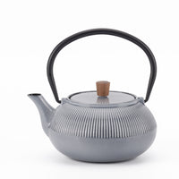 Minimal Enamelled Cast Iron Teapot - Line Grey - 0.6 L-Cast iron teapot polished by hand for smooth finishing