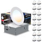 ShoppingAll Impotek 4" 5 CCT LED Recessed Ceiling Light with Junction Box - 2700K/3000K/3500K/4000K/5000K - Dimmable IC Rated ETL Energy Star Listed 9W 800LM - RCL1-9W4IN (Pack of 16)-Exceptional Brightness & Adjustable Dimming - Illuminate your space with the pinnacle of LED technology. Our recessed ceiling light boasts superior lumens for unparalleled brightness while maintaining energy efficiency at just 9 Watts for 800 lumens. Experience smooth dimming from 5% to 100%, ensuring compatibility with a wide