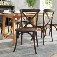 Flash Furniture HERCULES Series Stackable Mahogany Wood Cross Back Chair-Stackable Bistro Style Chair