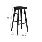 Modway Saville Backless Wood Bar Stools - Black - Set of 2-Contoured Saddle Seat