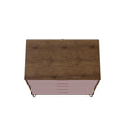 Manhattan Comfort Rockefeller Mid-Century Modern Tall Dresser and Nightstand Set - Nature/Rose Pink-10