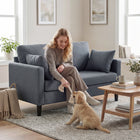 HOMCOM 55" Loveseat Sofa with Spring Cushion - Dark Grey-Colour: Dark Grey