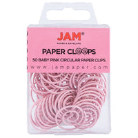 JAM Paper Circular Paper Clips - Round - Baby Pink Pastel - 50 Pack-Colour: Light Baby Pink / Soft Pink Papercloops
