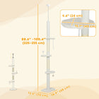 PawHut 88.5" - 100.5" Floor-To-Ceiling Cat Tree with Scratching Posts - Cream White-Includes anti-tipping device for safety 