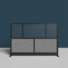 Luxor Modular Wall - 70" W x 48" H - Segmented Black Frame, Frosted Acrylic, Cool Grey PET-Integrates with the Room Divider System for scalable layouts