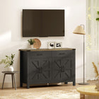 HOMCOM 47.2" L Sideboard Buffet Cabinet - Black-Made from solid particleboard and MDF with a 1" (2.5 cm) thick top for extra strength