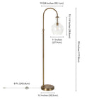 Hudson&Canal Verona Arc Floor Lamp with Glass Shade - Brass/Clear-Product Dimensions: 19" L x 12" W x 70" H