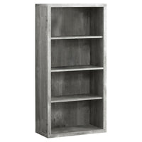 Monarch Specialties 7405 48"H Bookcase - Grey Reclaimed Wood-Look/Adj. Shelves-Large storage area with 3 thick panel adjustable shelves and 1 fixed bottom shelf for storage or display