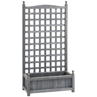 Outsunny Raised Garden Bed with Trellis for Climbing Vines - Grey-Trellis frame design can place vines or hang small flowerpots
