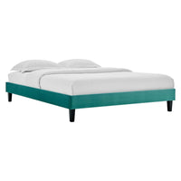 Modway Reign Performance Velvet Full Platform Bed Frame - Teal-Upholstered Full Platform Bed Frame