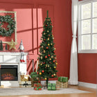 HOMCOM 6.5' Artificial Slim Christmas Tree with Pine Cones - Green-Its pencil shape makes it an excellent option for small rooms or as a second tree in an entryway, as it doesn't take up much floor space 