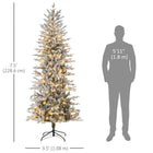 HOMCOM 7' Pre-Lit Snow-Flocked Artificial Christmas Arctic Fir Tree - Green-Hinge construction, section design, branches being opened automatically, easy-to-shape molded branches for quick setup 