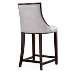 Manhattan Comfort Fifth Avenue 19" Traditional Faux Leather Upholstered Counter Stool - Pearl White and Walnut - 2 Pack-Delivered to you Fully Assembled! No Assembly Required