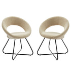 Modway Nouvelle Upholstered Fabric Dining Chair - Black/Beige - 2 Pack-Retro Modern Dining Chairs