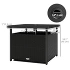 Outsunny 22" Outdoor Rattan Wicker Patio Coffee Table with Umbrella Hole - Black-Made of powder coated steel frame for robust and stable