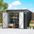 Outsunny Outdoor Storage Shed with Lockable Doors - 7.5' x 4.3' - Dark Grey-Spacious interior stores tools, bikes, and lawn equipment with ease 
