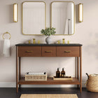 Modway Zaire 48" Double Sink Bathroom Vanity - Walnut/Black-Metal Handle Pulls