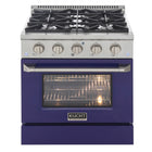 Kucht 30" KDF Series Pro Style Natural Gas Dual Fuel Range - Stainless Steel/Blue-Extra-large convection oven with 4.2 cu. ft. capacity, featuring a 5-rack configuration and oversized oven window for enhanced visibility and flexible cooking