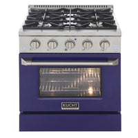Kucht 30" KDF Series Pro Style Natural Gas Dual Fuel Range - Stainless Steel/Blue-Extra-large convection oven with 4.2 cu. ft. capacity, featuring a 5-rack configuration and oversized oven window for enhanced visibility and flexible cooking