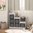 Qaba Toy Storage Organizer with 6 Plastic Bins - White-Three layers categorize blocks, crayons, trucks, and dolls effectively 
