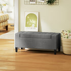HOMCOM - Banc ottoman rectangulaire en lin capitonné avec dessus rabattable - gris-Le couvercle à rabat facilite l'ouverture et le rangement des objets à l'intérieur 