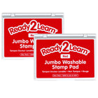 Ready 2 Learn Jumbo Washable Stamp Pad - Red - 6.2" L x 4.1" W - 2 Pack-Mess-Free Art Time: The ink in this stamp pad washes off skin with soap and water, which makes clean-up quick and easy.