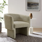 Modway Muse Boucle Fabric Barrel Accent Chair - Cork-Curved Backrest