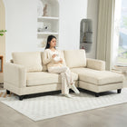 HOMCOM L Shape Sofa with Chaise Lounge - Beige-Breathable, soft corduroy fabric enhances coziness