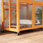 PawHut 36" L Outdoor Cat House Catio with Wheels and Asphalt Roof - Orange-Two doors facilitate access, and four wheels facilitate its movement 