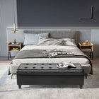 HOMCOM Storage Ottoman Bench with Solid Wood Legs - Black-Versatile as a footrest or bench, saves valuable space in homes;