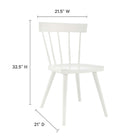 Modway Sutter Wood Dining Side Chair - White - 2 Pack-Spindle Detail