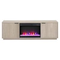 Hudson&Canal Mansfield TV Stand with 26" Crystal Fireplace for TV's up to 78" - Alder White-A transitional design accommodates TVs up to 78" for your entertaining space